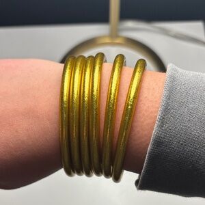 BudhaGirl Gold All Weather Bracelets (Set of 6) - Serenity Prayer